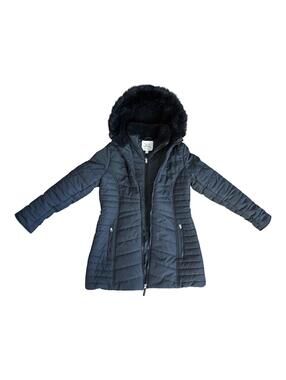 Maralyn & Me Women’s Black Puffer Coat Faux Fur Hood Jacket Size L